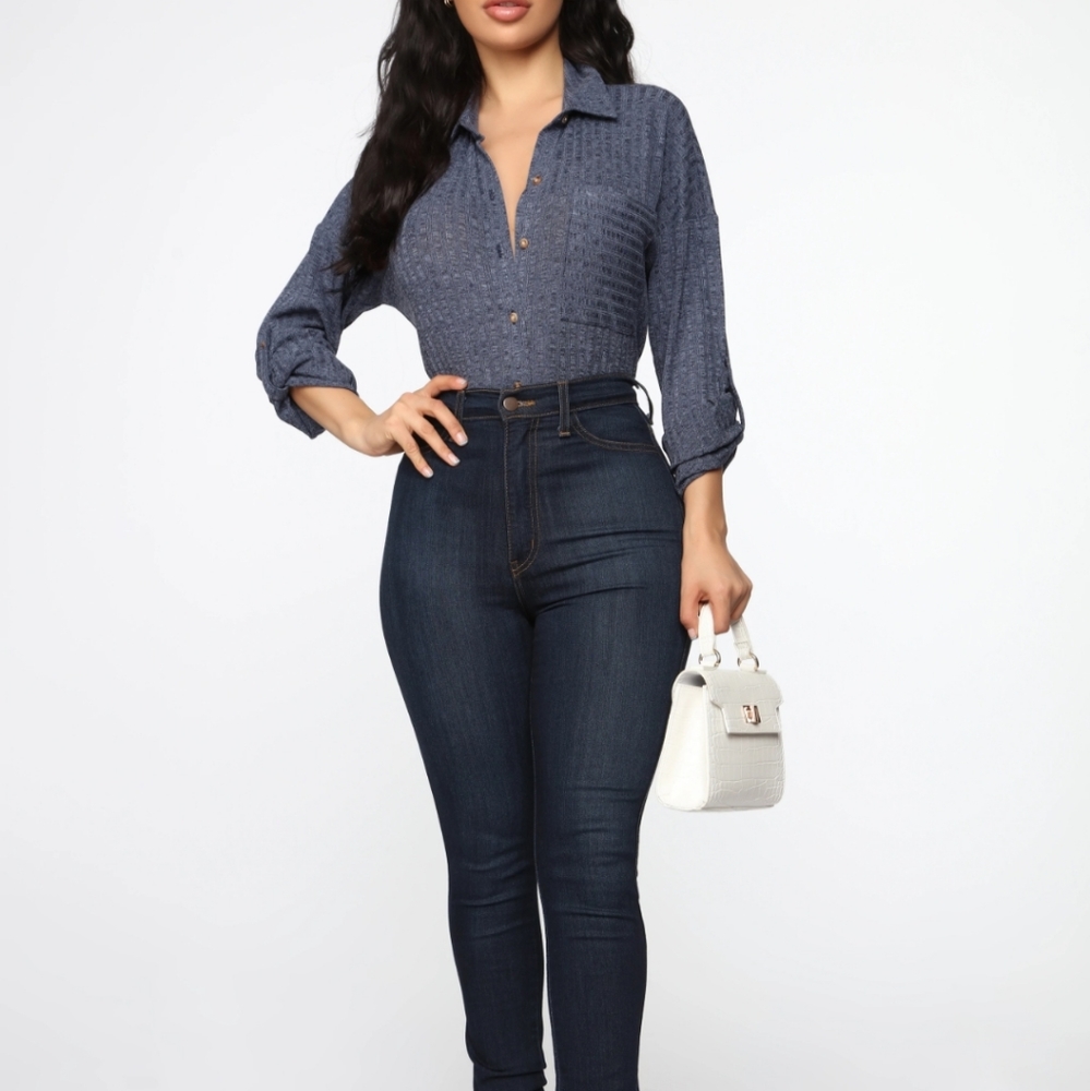 Fashion Nova blue blouse